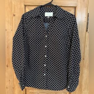 Pappagallo Vintage Women’s Black & White Geometric Button Up Dress Shirt Size 6